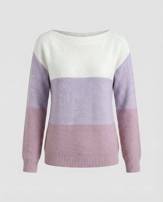 Dreifarbiger Patchwork Pullover Damen | EB
