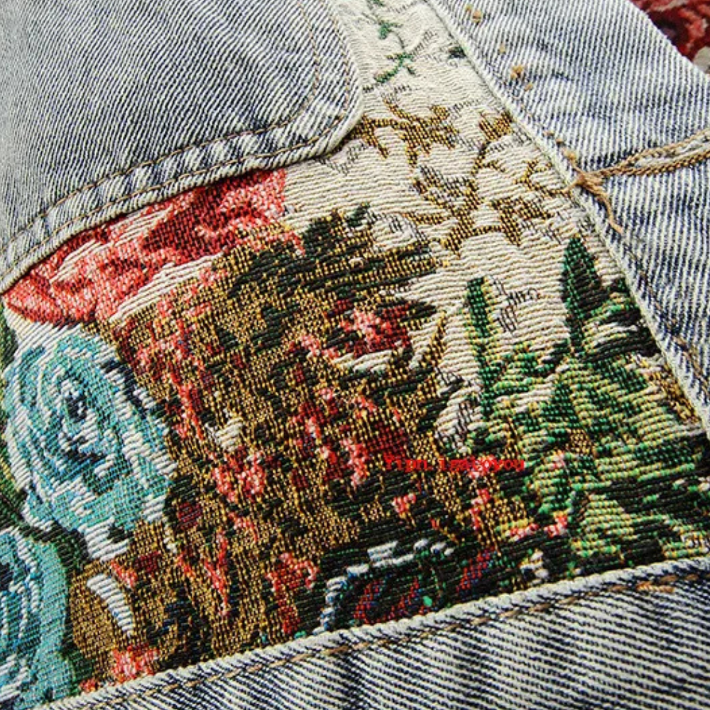 EB | Elegante Blumen Denimjacke für Damen für den Herbst