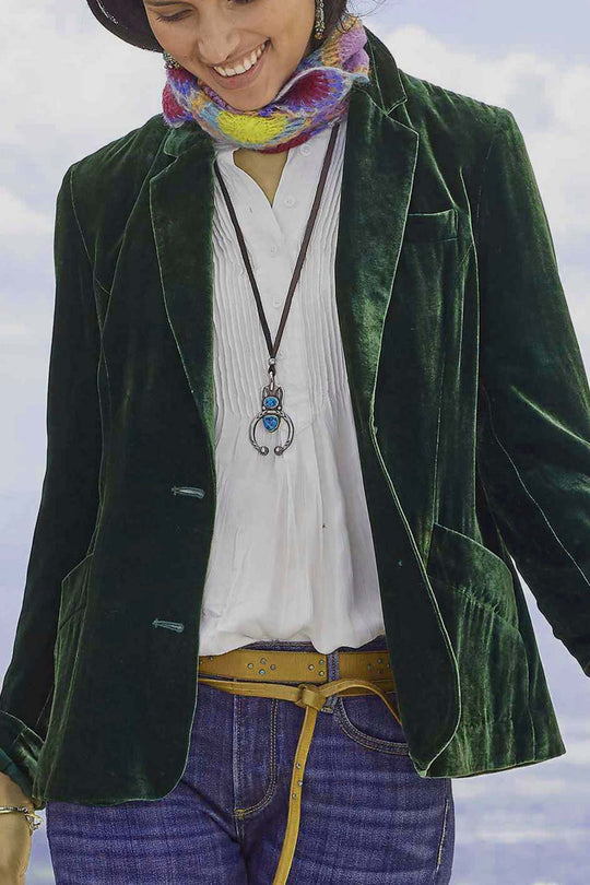 EB | Geschnittener Crop - Blazer Aus Samt - Rubinrot