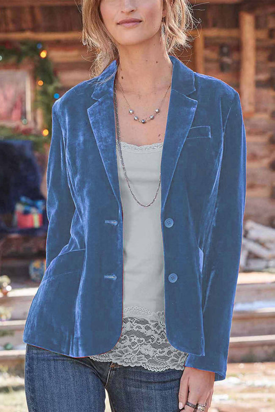EB | Geschnittener Crop - Blazer Aus Samt - Rubinrot