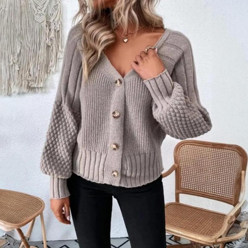 EB | Damen Strickcardigan mit Knopfverschluss und Ballonärmel