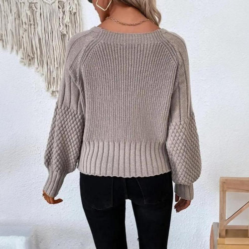 EB | Damen Strickcardigan mit Knopfverschluss und Ballonärmel