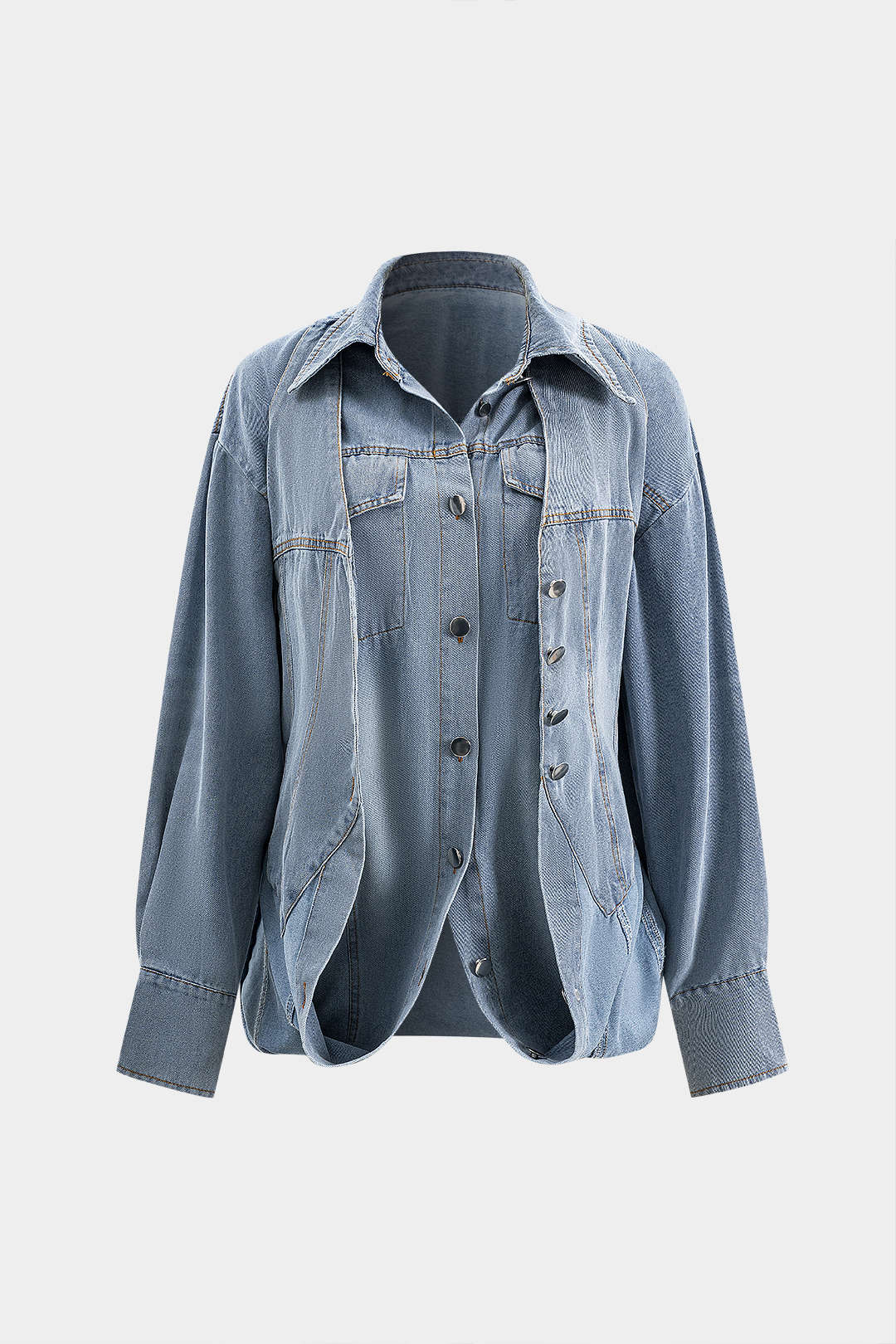 EB | Übergröße Denim Hemd mit Knopfleiste Lässiger Allrounder