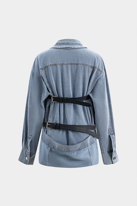 EB | Übergröße Denim Hemd mit Knopfleiste Lässiger Allrounder