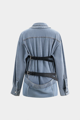 EB | Übergröße Denim Hemd mit Knopfleiste Lässiger Allrounder