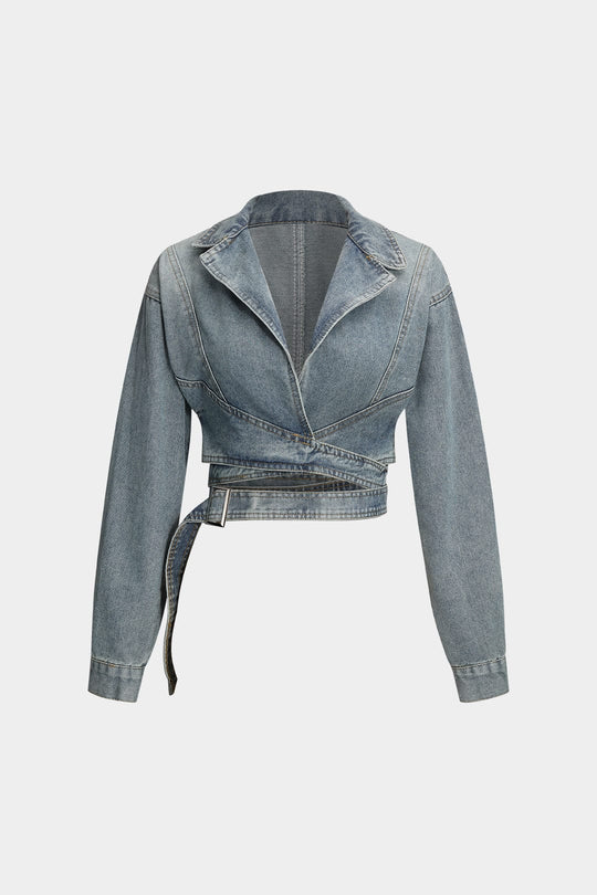 EB | Cropped Wickeljacke Aus Denim Modern und Feminin