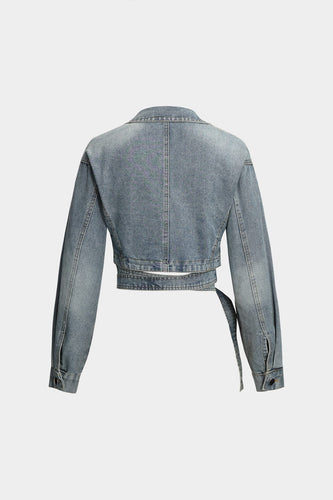 EB | Cropped Wickeljacke Aus Denim Modern und Feminin