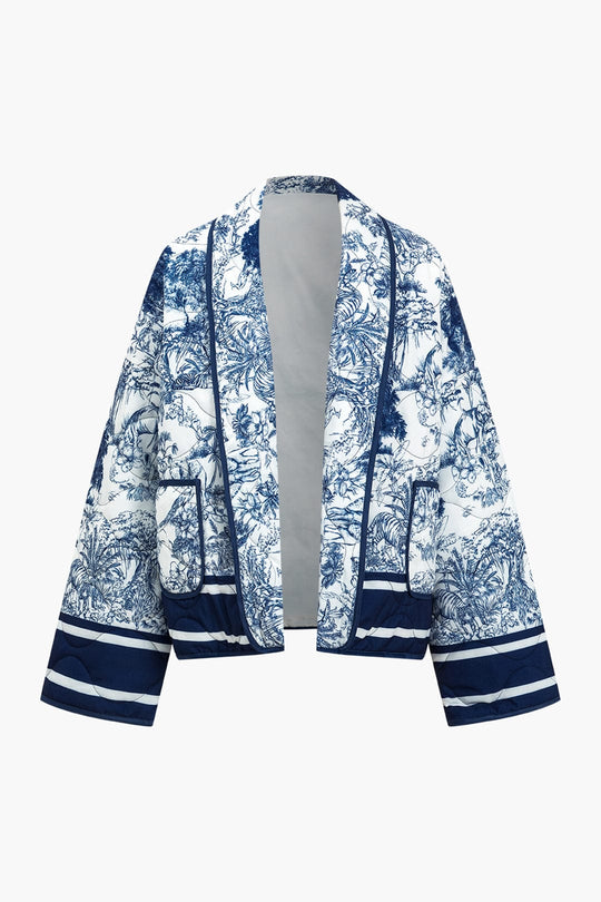 EB | Geblümte Steppjacke mit Blauem Print Stilvoll und Gemütlich