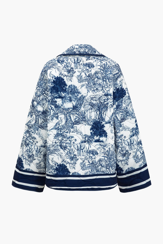 EB | Geblümte Steppjacke mit Blauem Print Stilvoll und Gemütlich