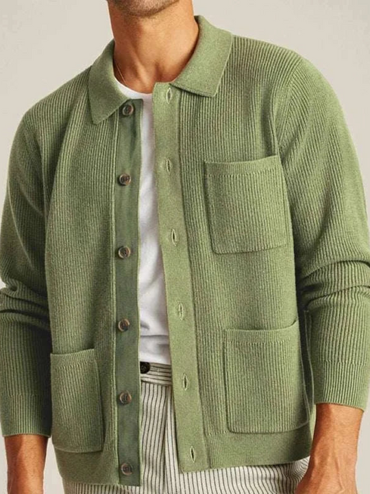 EB | Strick-Cardigan mit Hemdkragen und Knopfverschluss