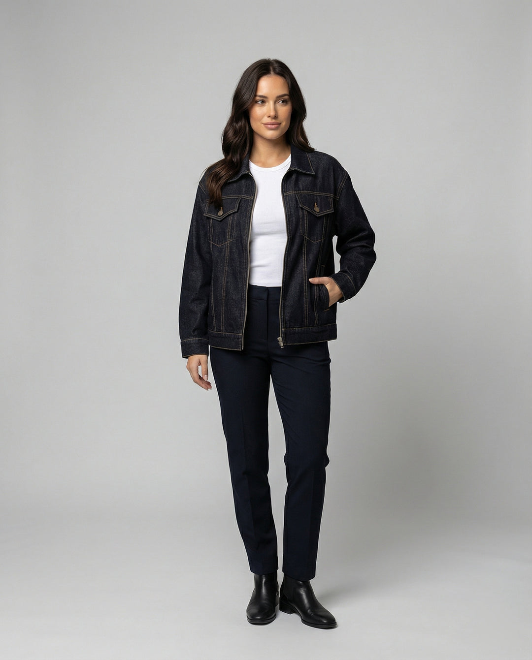 Vintage Denim Set Damen Jacke und Shorts Lässiger Retro Look