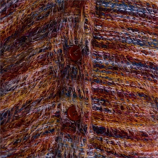 EB | Damen Multicolor Gebrachte Strickjacke mit Knopfverschluss und Langen Ärmeln