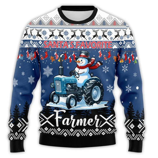 EB | Weihnachts Pullover mit Traktor Druck - Bequem & festlich Herren Baumwoll Pullover