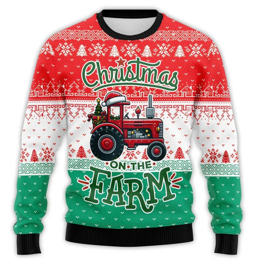 EB | Weihnachts Pullover mit Traktor Druck - Bequem & festlich Herren Baumwoll Pullover