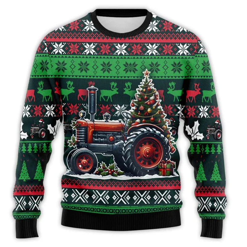 EB | Weihnachts Pullover mit Traktor Druck - Bequem & festlich Herren Baumwoll Pullover