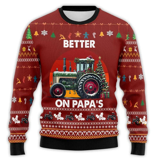 EB | Weihnachts Pullover mit Traktor Druck - Bequem & festlich Herren Baumwoll Pullover