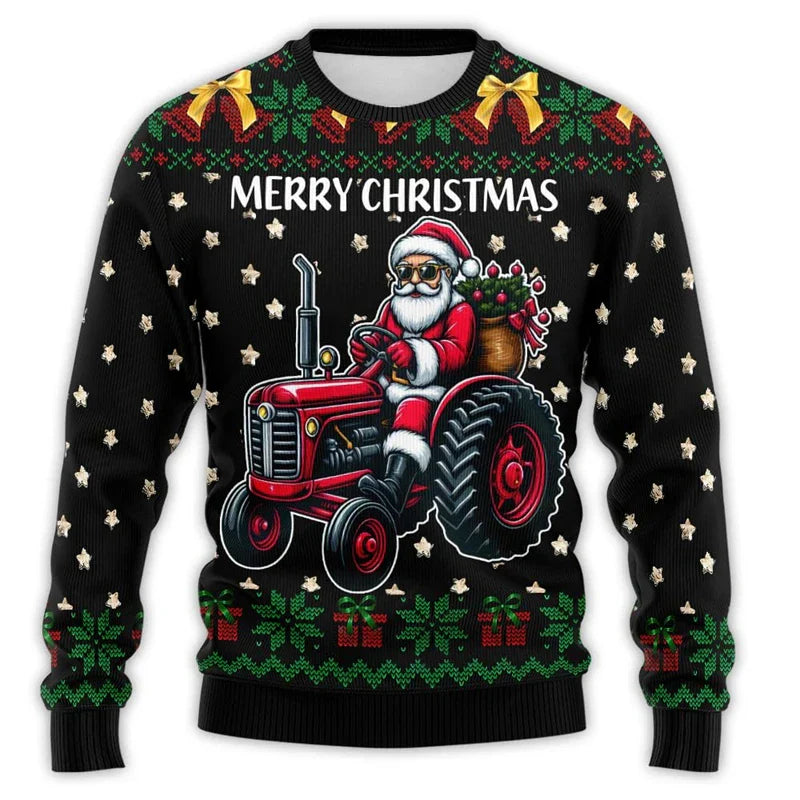 EB | Weihnachts Pullover mit Traktor Druck - Bequem & festlich Herren Baumwoll Pullover