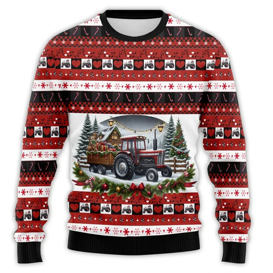 EB | Weihnachts Pullover mit Traktor Druck - Bequem & festlich Herren Baumwoll Pullover