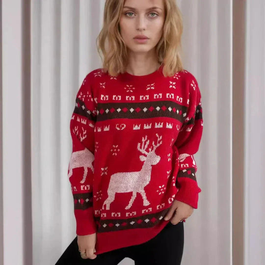 EB | Fake Christmas Sweater Frauen Gestrickter Rentierpullover