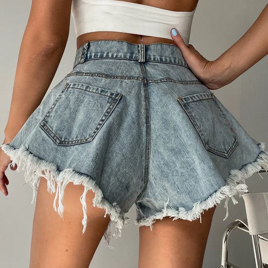 EB | Jeansshorts mit Distressed-Saum für Damen