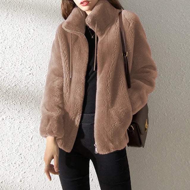 EB | Rollkragen Zip-Up Fleece Kapuzenjacke