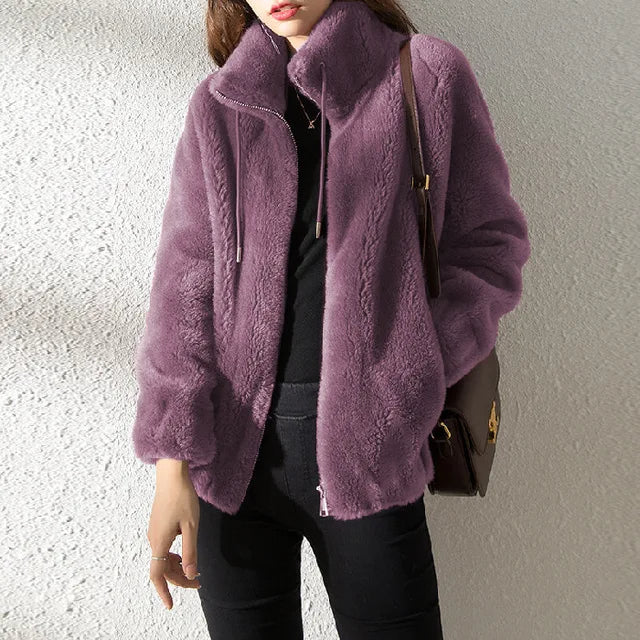 EB | Rollkragen Zip-Up Fleece Kapuzenjacke