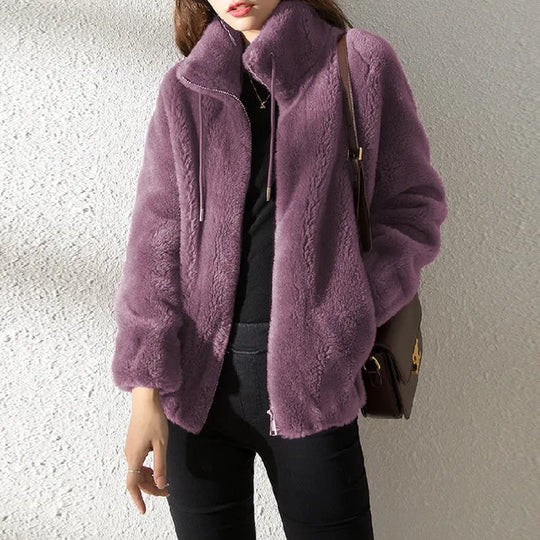 EB | Rollkragen Zip-Up Fleece Kapuzenjacke