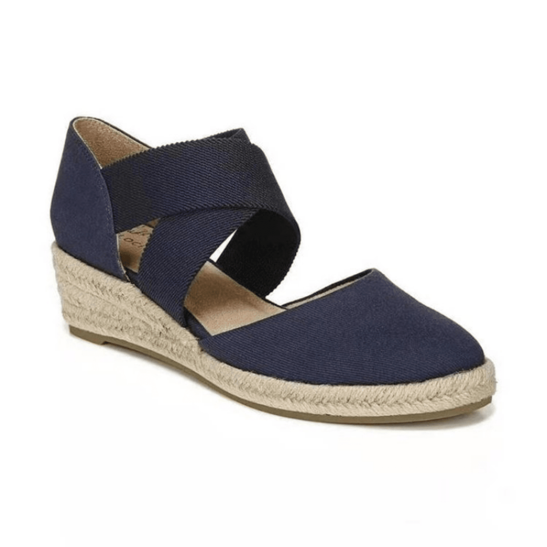 EB | Kreuzband Espadrilles mit Geflochtenem Seil und Keilsohle