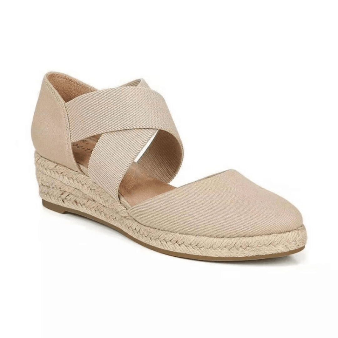 EB | Kreuzband Espadrilles mit Geflochtenem Seil und Keilsohle