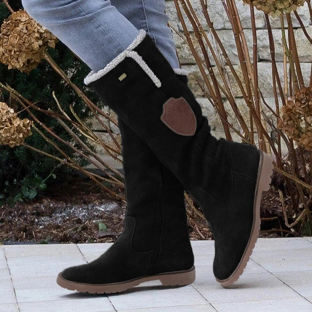 EB | Mid Calf Stiefel Wildlederähnliche Textur Weiches Futter Seitlicher Reißverschluss Profilsohle