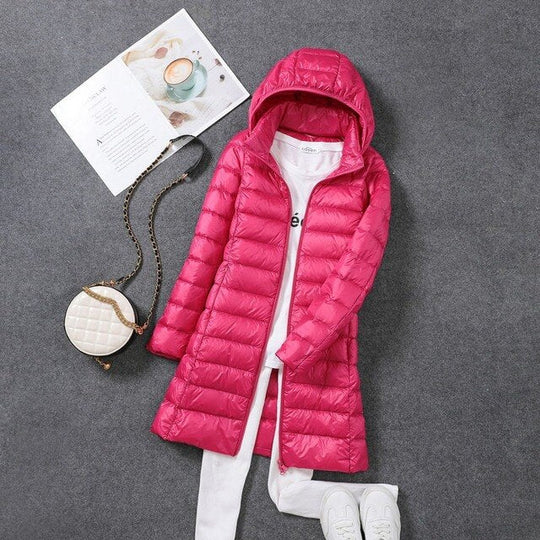 EB | Lange Daunenjacke mit Abnehmbarer Kapuze für Damen