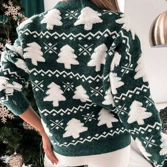 EB | Sweater für Frauen mit 3D Weihnachtsmann Druck - Weicher & warmer gestrickter Sweater für die Feiertage