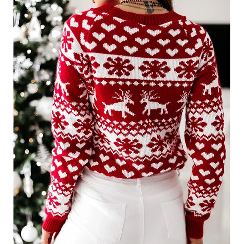 EB | Weihnachtspullover für Damen - Warmer & stilvoller Pullover mit Schneeflockenprint
