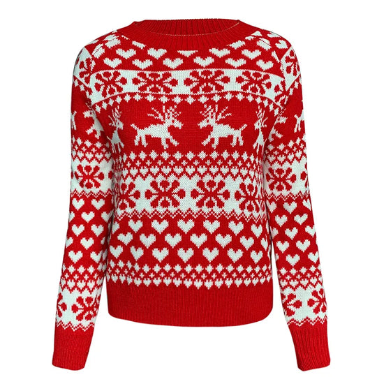 EB | Weihnachtspullover für Damen - Warmer & stilvoller Pullover mit Schneeflockenprint