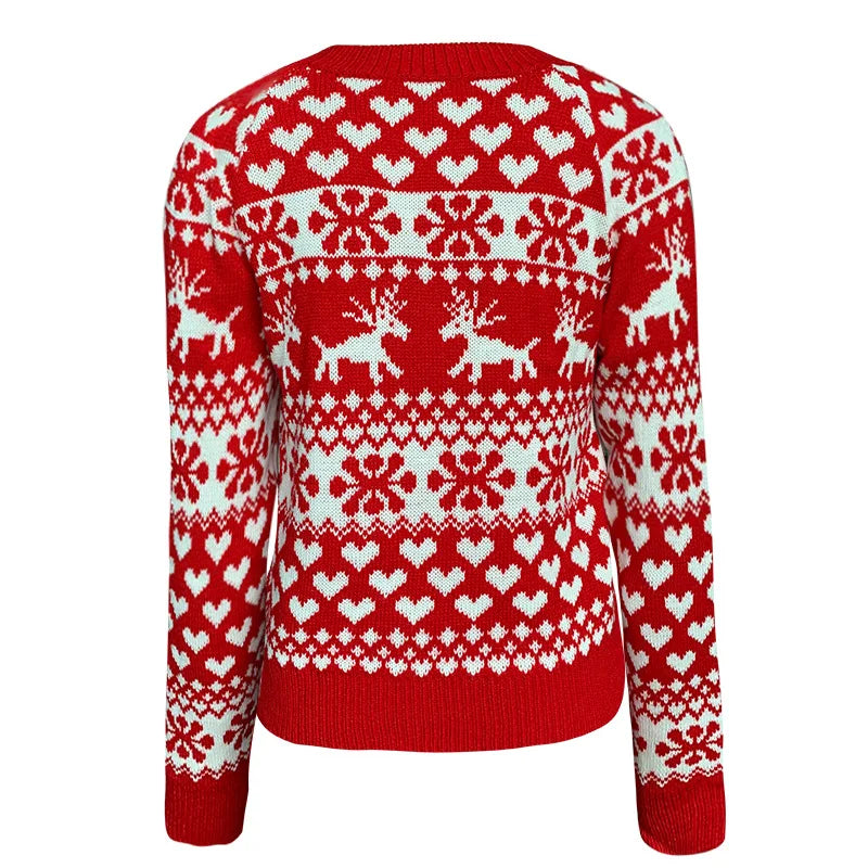 EB | Weihnachtspullover für Damen - Warmer & stilvoller Pullover mit Schneeflockenprint