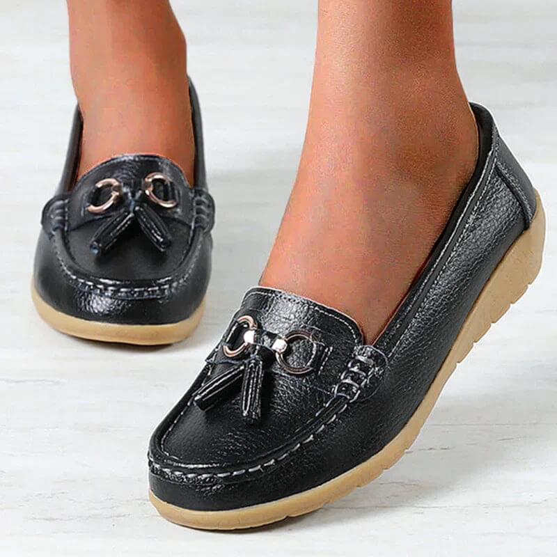 Damen Slipper - Ergonomisch - Rutschfest - Orthopädische Schuhe - Leder Slipper EB