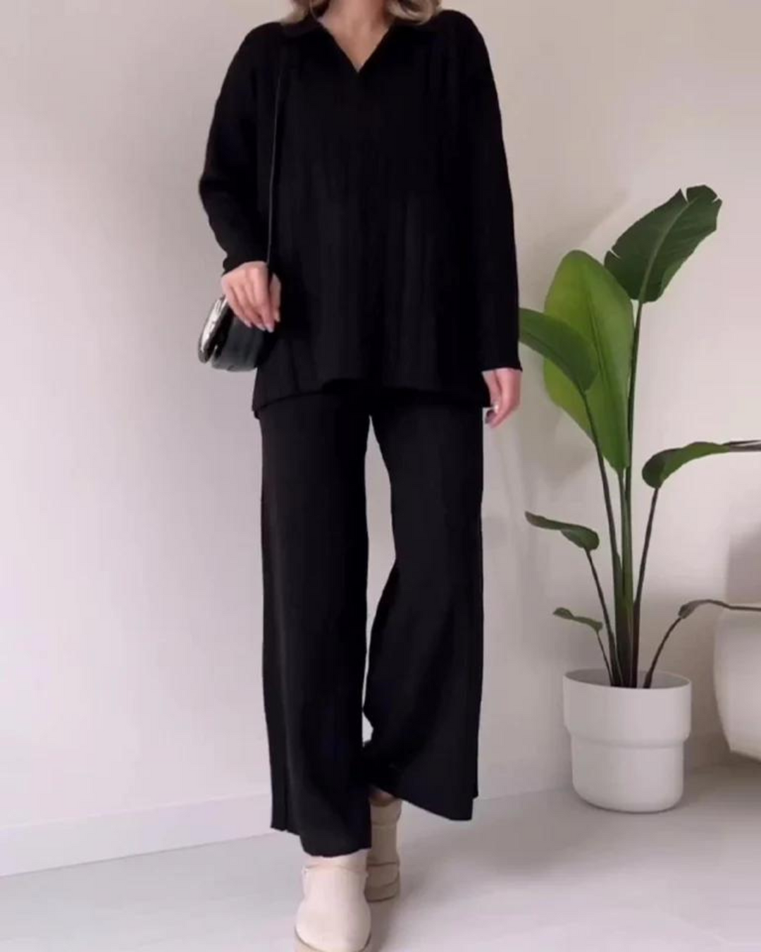 EB | Stylisches Pit Stripe Jacquard Zwei-Teile Set