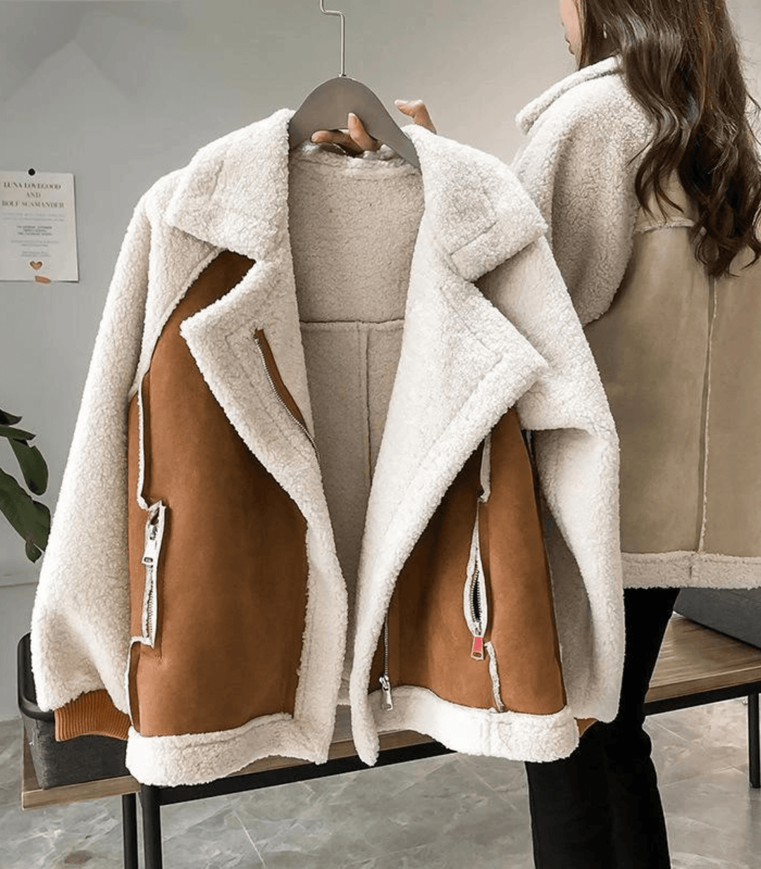 EB | und Kuschelige Damenjacke mit Fellimitat