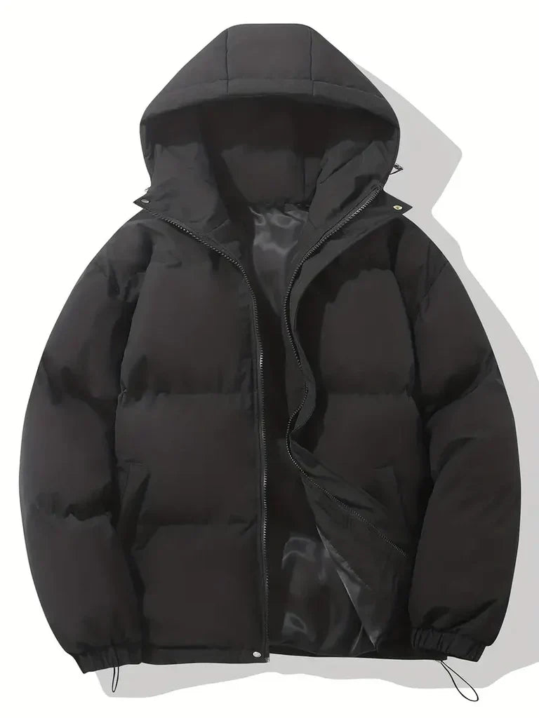 EB | Übergröße Pufferjacke Kapuzen Gepolsterte Hüftlange Jacke