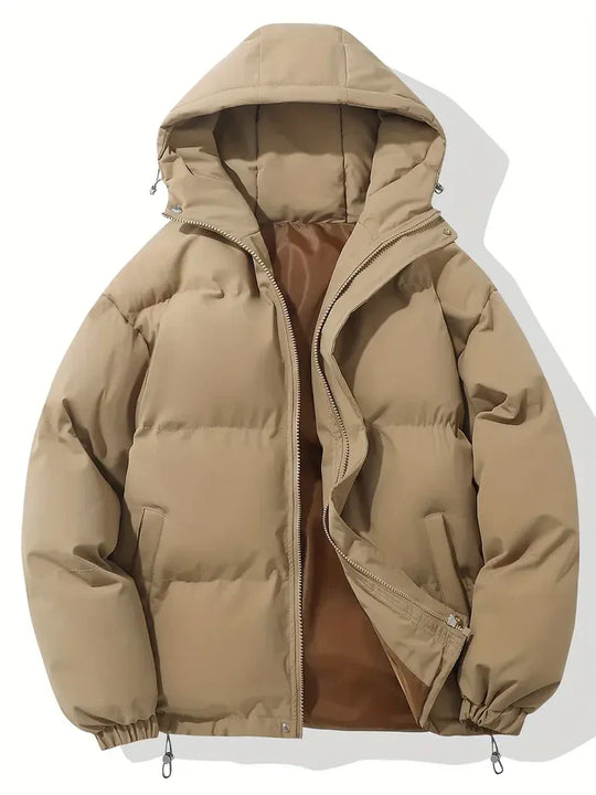 EB | Übergröße Pufferjacke Kapuzen Gepolsterte Hüftlange Jacke