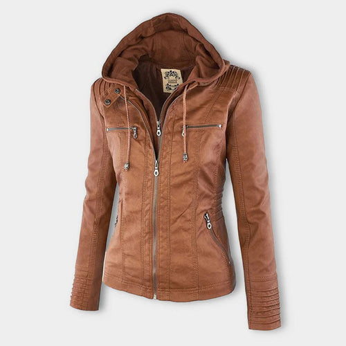 EB | Damen Lederjacke mit Kapuze