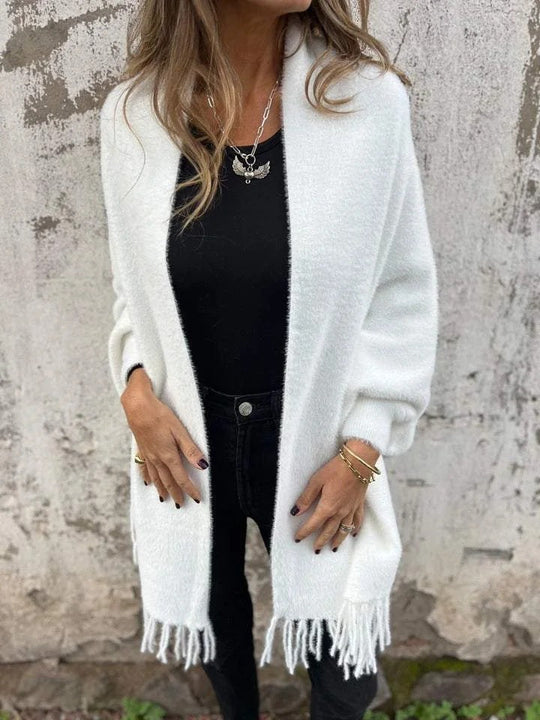 EB | Damenjacke mit Fransen - Lange Damenjacke Winter