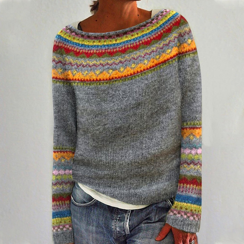 EB | Damenpullover mit Rundhalsausschnitt im Retro-Stil
