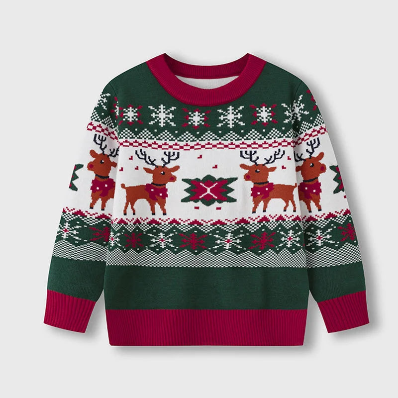 EB | Kinder-Pullover mit Hirschdruck - Weicher & warmer gestrickter Pullover für Jungen und Mädchen