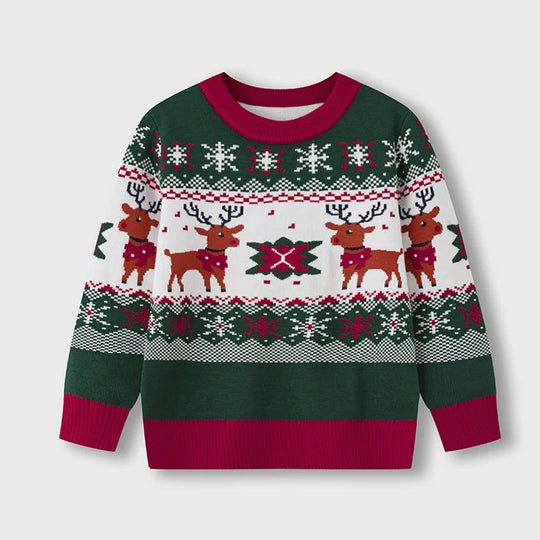 EB | Kinder-Pullover mit Hirschdruck - Weicher & warmer gestrickter Pullover für Jungen und Mädchen