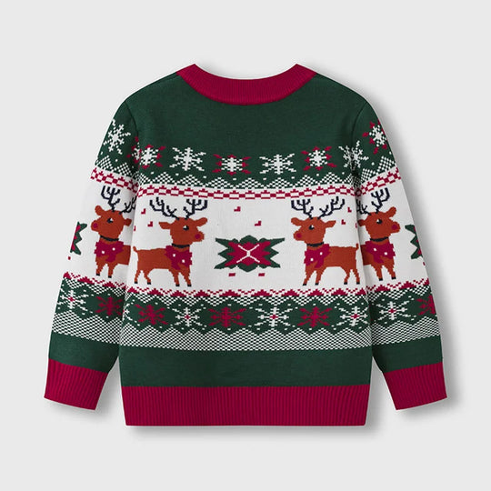 EB | Kinder-Pullover mit Hirschdruck - Weicher & warmer gestrickter Pullover für Jungen und Mädchen