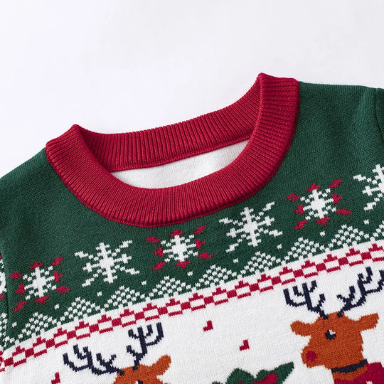 EB | Kinder-Pullover mit Hirschdruck - Weicher & warmer gestrickter Pullover für Jungen und Mädchen