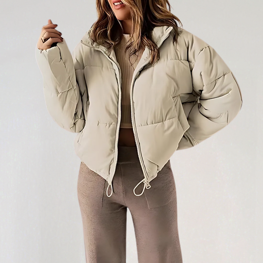 EB | Damen Warme Pufferjacke mit Reißverschluss und Hohem Kragen