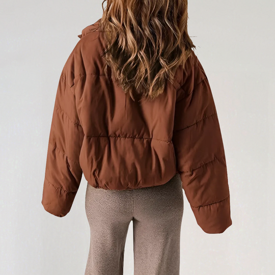 EB | Damen Warme Pufferjacke mit Reißverschluss und Hohem Kragen