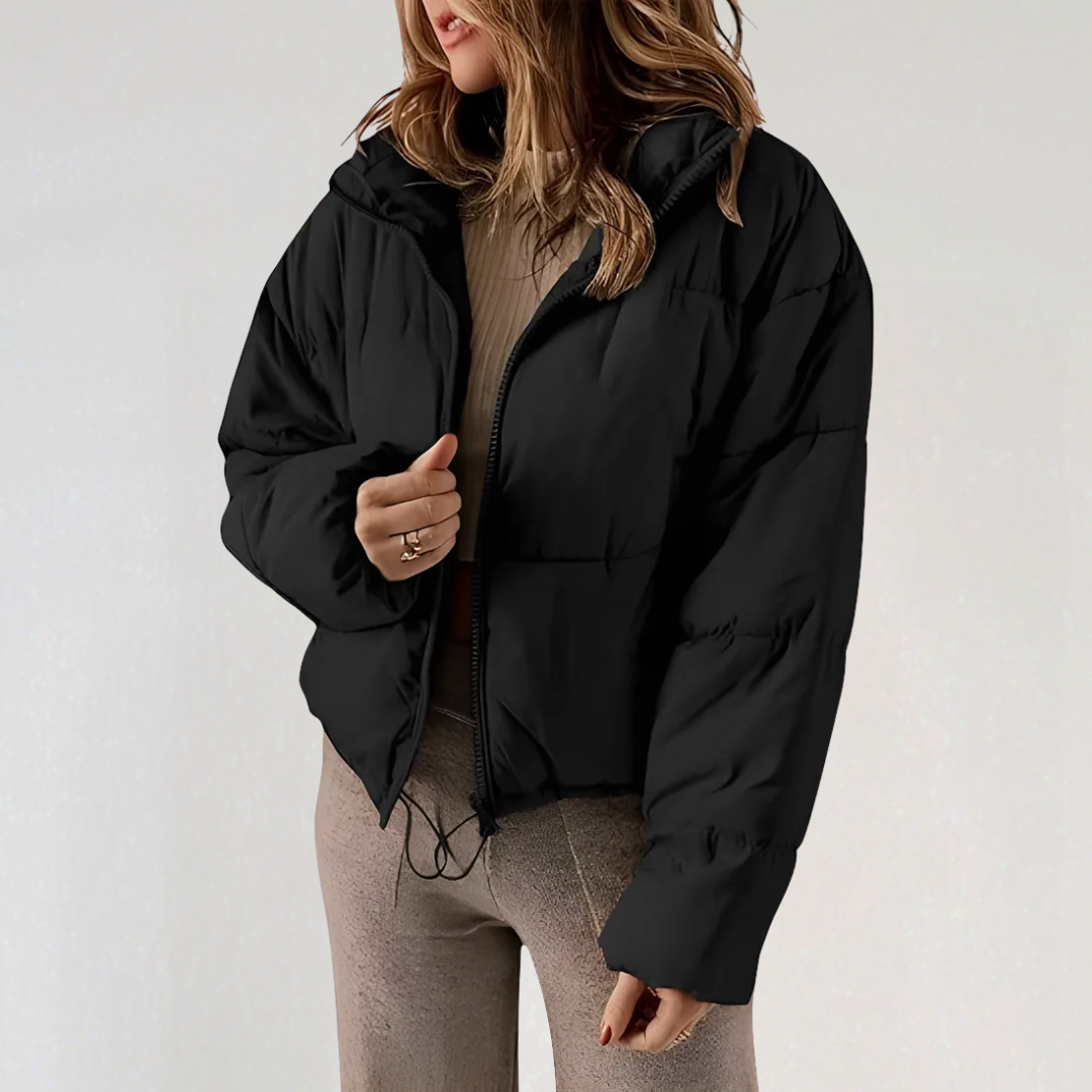 EB | Damen Warme Pufferjacke mit Reißverschluss und Hohem Kragen